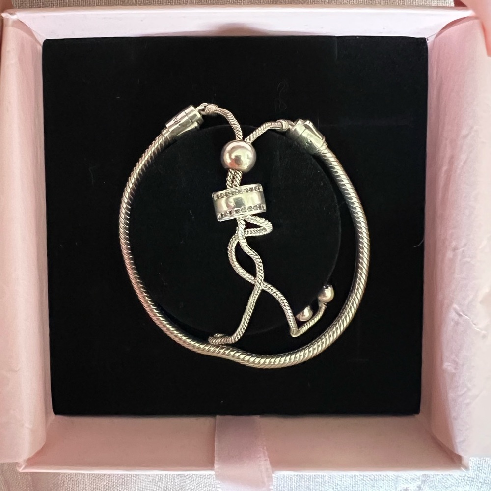 Sterling Silver Pandora Moments Snake Chain Slider bracelet
